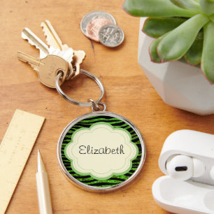 Green Zebra, Glitzer Zebra, Zebra Print, Ihr Name Schlüsselanhänger