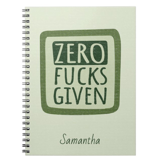 Green Zero F*s erhalten Spiral-Notebook Notizblock (Vorderseite)
