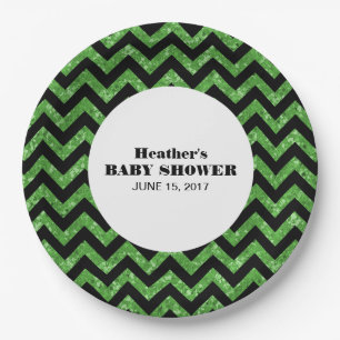 Green Zickzack Glitzer Baby Duschpapier Teller