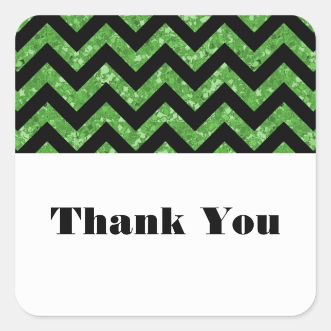 Green Zickzack Glitzer Danke Stickers (Vorderseite)