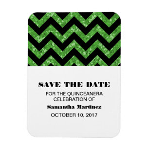 Green Zickzack Glitzer Quinceañera Magnet