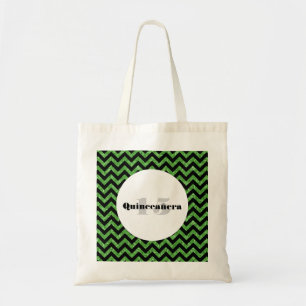 Green Zickzack Glitzer Quinceañera Tote Bag Tragetasche