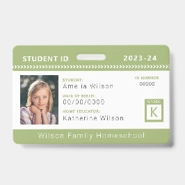 Green Zickzack Home Student ID Abzeichen Ausweis