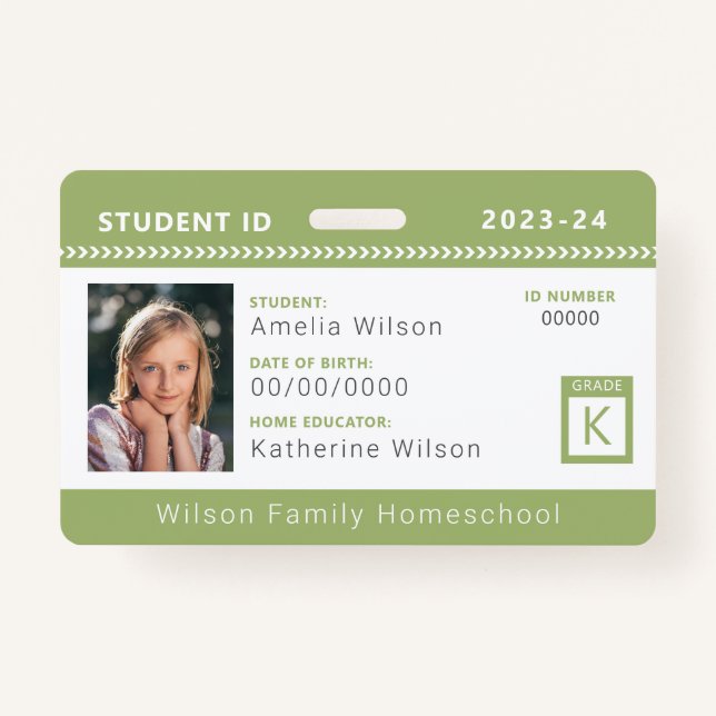 Green Zickzack Home Student ID Abzeichen Ausweis (Vorderseite)
