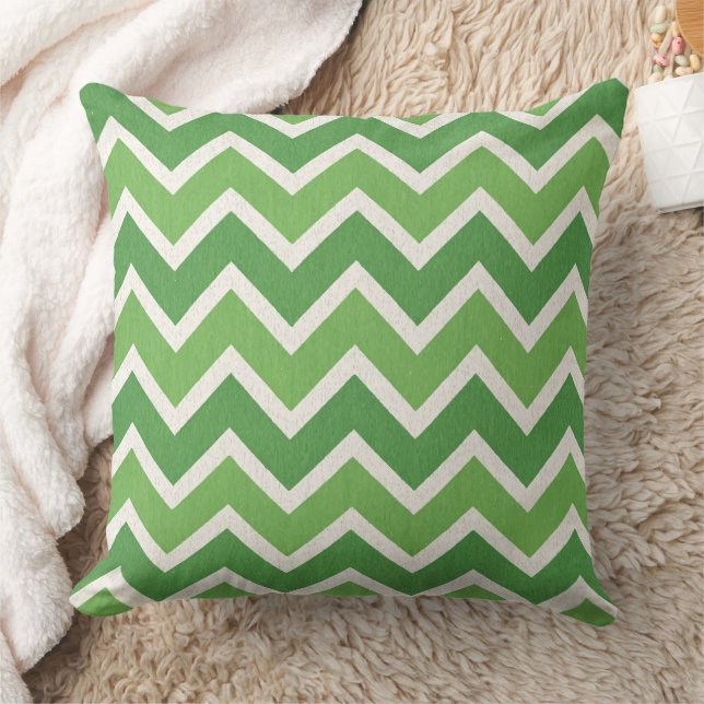 Green Zickzack Pattern St Patricks Day Kissen (Decke)