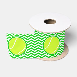 Green Zickzack Pattern Tennis Ball Party Ribbon Satinband