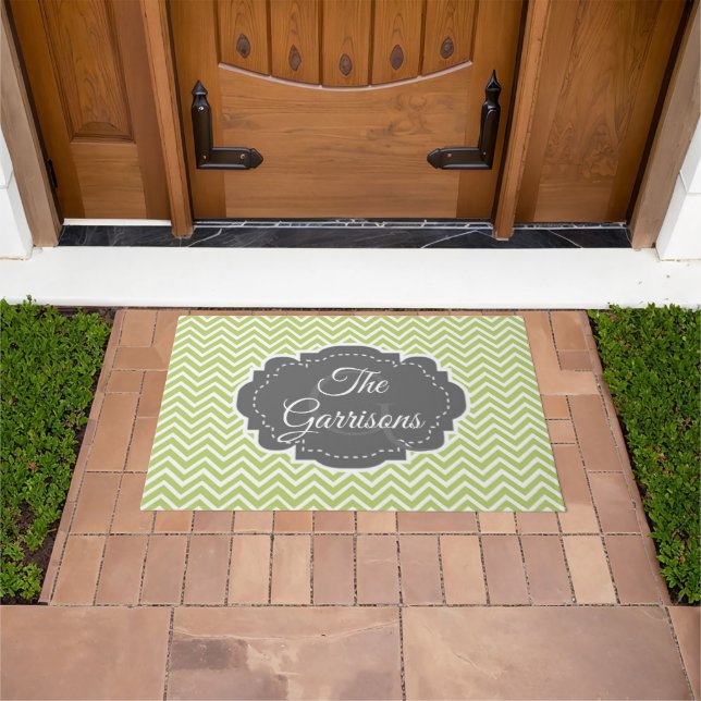Green Zickzack Personalisiert Doormat Fußmatte (Außenbereich)