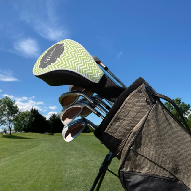 Green Zickzack Personalisierter Golf Head Cover Headcover (Green Chevron Personalized Golf Head Cover)