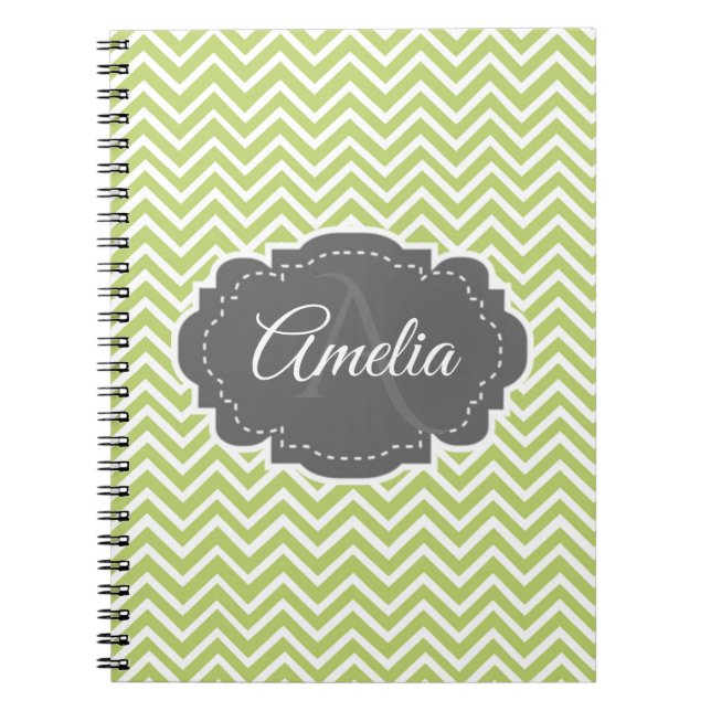 Green Zickzack Personalisiertes Notebook Notizblock (Vorderseite)