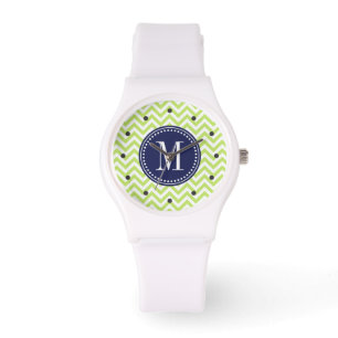 Green Zickzack Zigzag Personalisiert Monogram Armbanduhr