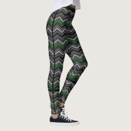 Green Zig Zag mit schwarzem Striping..C Diff Leggings