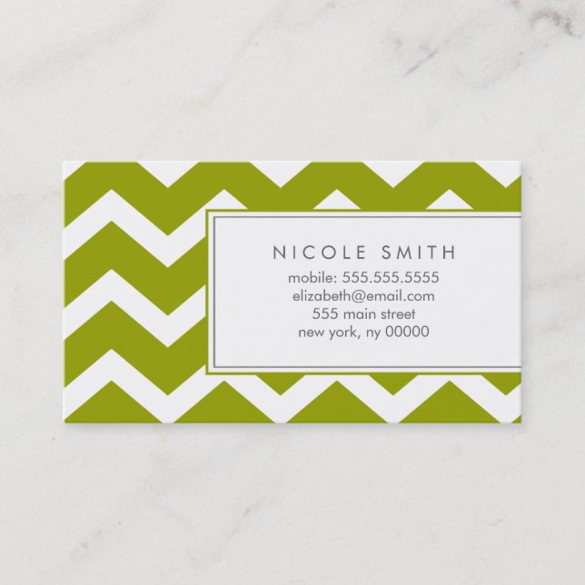Green Zig Zag Zickzack Muster-Calling Cards Telefonnummerkarte (Vorderseite)