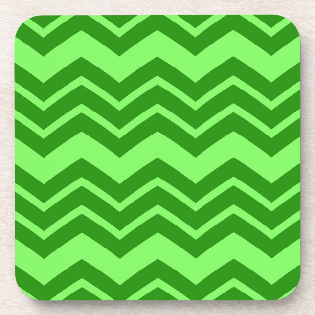 Green Zig Zag Zickzack Muster Getränkeuntersetzer (Vorderseite)