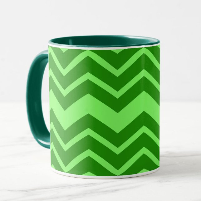 Green Zig Zag Zickzack Muster Tasse (Von Creator hochgeladen)