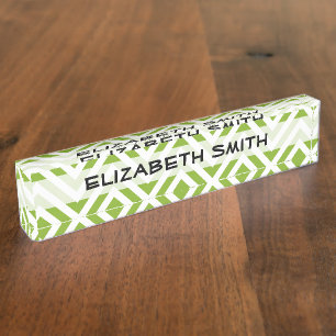 Green Zigzag, Green Zickzack, Zigzag Muster Namensplakette