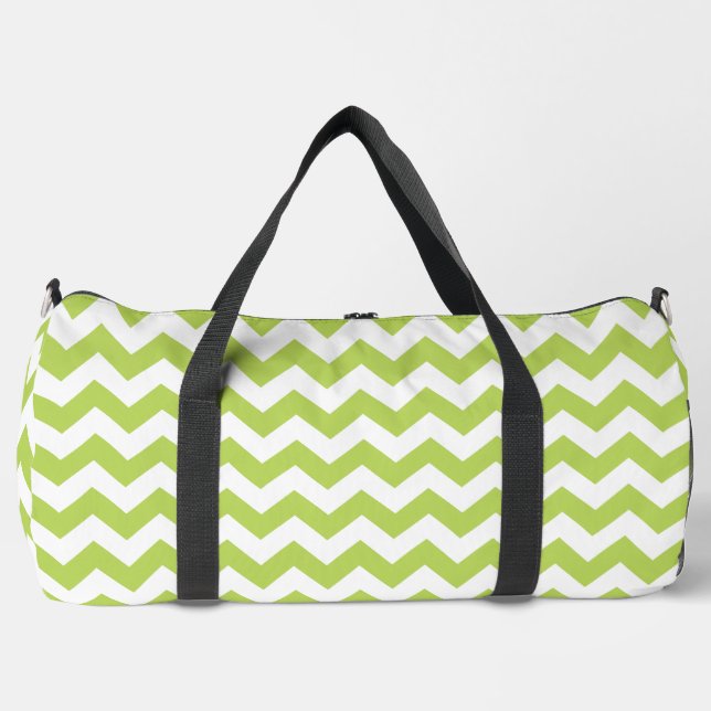Green Zigzag, grün Zickzack, geometrisches Muster Duffle Bag (Vorderseite)