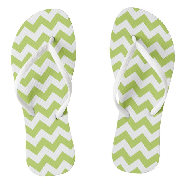 Green Zigzag, grün Zickzack, geometrisches Muster Flip Flops (Fußbett)