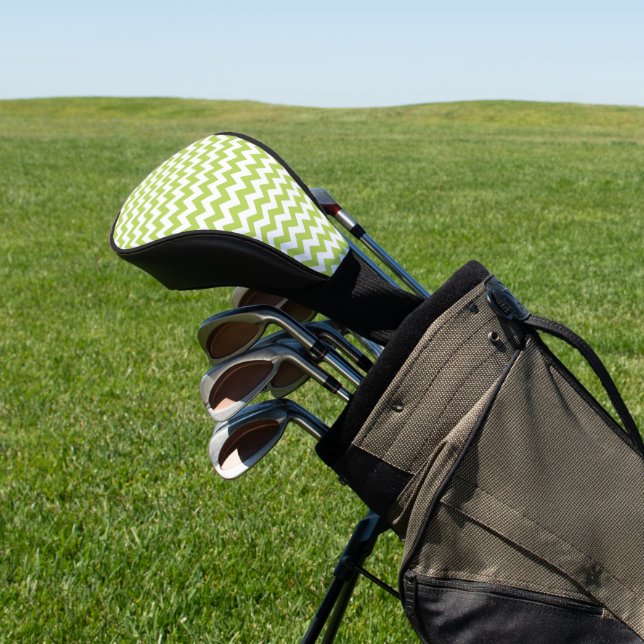Green Zigzag, grün Zickzack, geometrisches Muster Golf Headcover (In SItu)