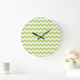Green Zigzag, grün Zickzack, geometrisches Muster Große Wanduhr