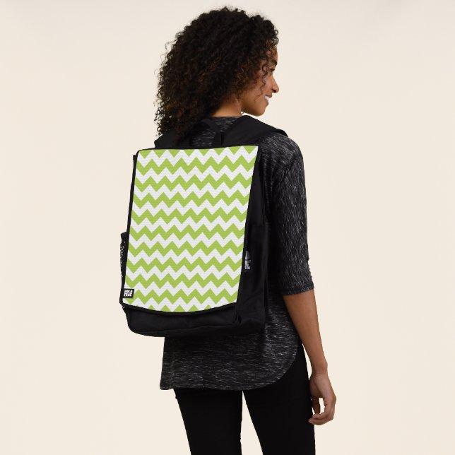 Green Zigzag, grün Zickzack, geometrisches Muster Rucksack (Ausgewaschen)
