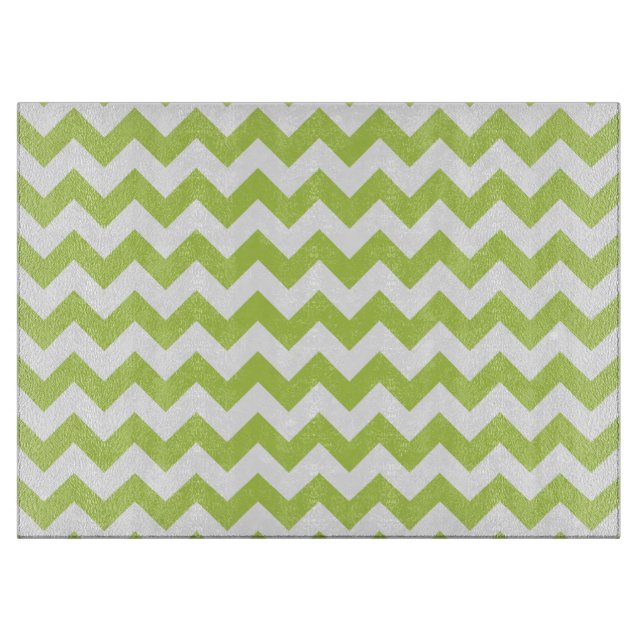 Green Zigzag, grün Zickzack, geometrisches Muster Schneidebrett (Vorderseite)