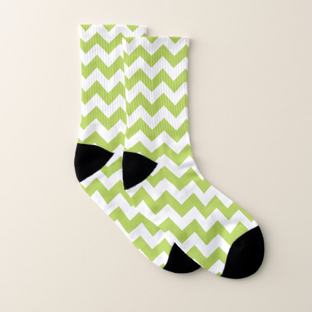 Green Zigzag, grün Zickzack, geometrisches Muster Socken (Paar)