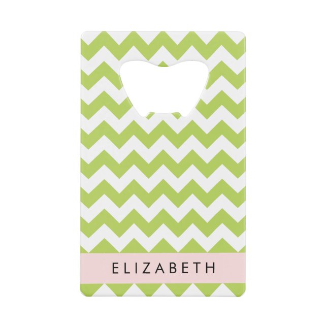 Green Zigzag, grün Zickzack, Ihr Name Geldbeutel Flaschenöffner (Vorderseite)