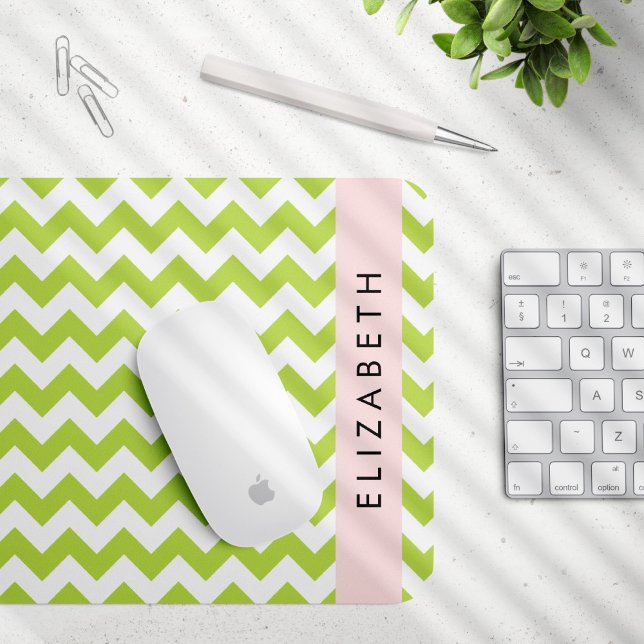 Green Zigzag, grün Zickzack, Ihr Name Mousepad (Von Creator hochgeladen)