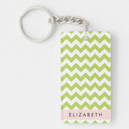 Green Zigzag, grün Zickzack, Ihr Name Schlüsselanhänger