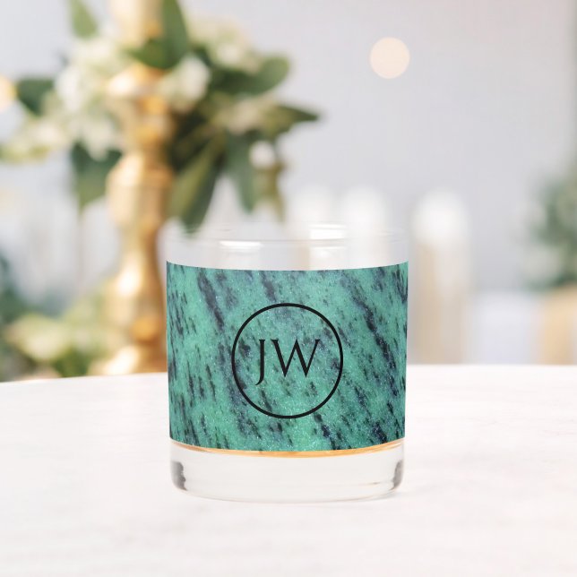 Green Zoisite Mineral Stone Monogram Whiskyglas (Insitu (Hochzeit))