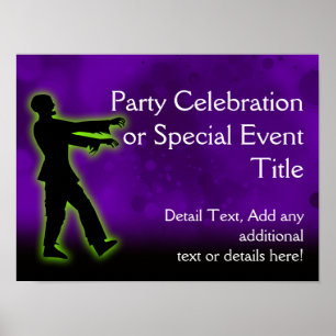 Green Zombie auf Lila Poster