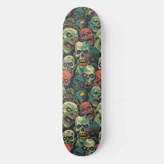 Green Zombie Spooky Halloween Skateboard (Vorderseite)