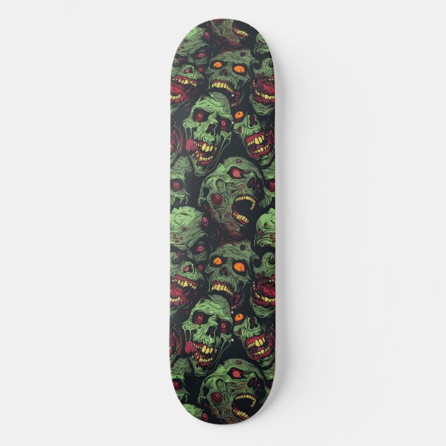 Green Zombie Spooky Halloween Skateboard (Vorderseite)