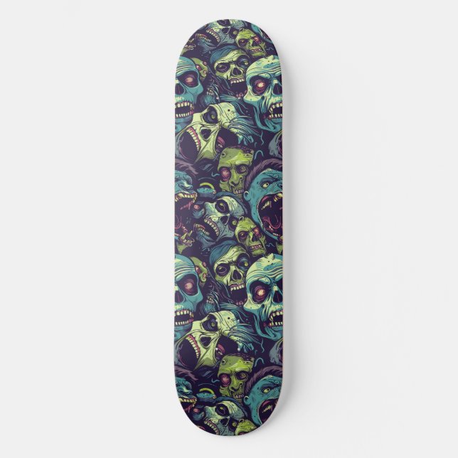 Green Zombie Spooky Halloween Skateboard (Vorderseite)