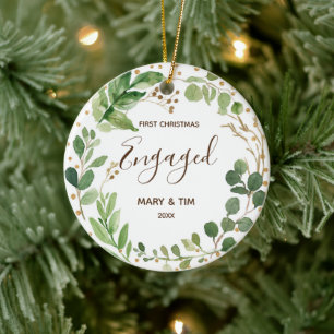 Greenary First Christmas Verlobt Ornament Geschenk