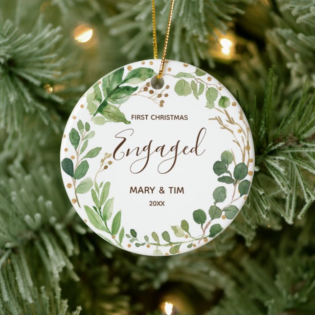 Greenary First Christmas Verlobt Ornament Geschenk (Baum)