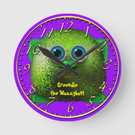 Greendle the Wuzzybutt Kids' Fun Cartoon Clock Runde Wanduhr