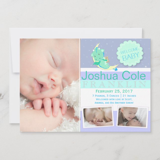 GreenDragon Foto Geburtserklärung Ankündigung (Vorderseite)