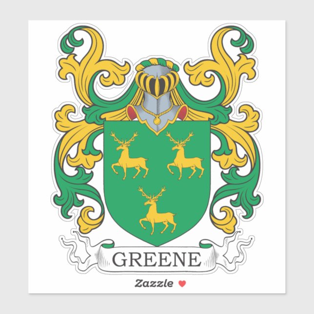 Greene Familienwappen Aufkleber (Blatt)