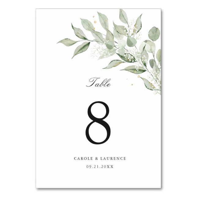 Greeneria Olive Verlass Branch Gipskraut Wedding Tischnummer (Rückseite)