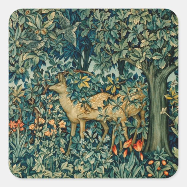 GREENERIE: WALDTIERE Weihnachten Quadratischer Aufkleber (Vorderseite)