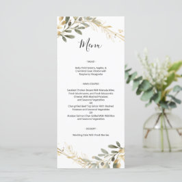 Greenery and Gold Geometric Boho Wedding Menu Menükarte