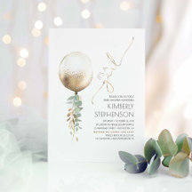 Greenery and Gold Glitzer Balloon Baby Shower