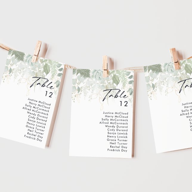 Greenery and Gold Leaf Table Number Chart (Von Creator hochgeladen)