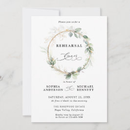 Greenery and Gold Wedding Rehearsal Dinner Einladung