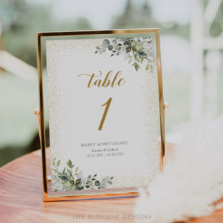 Greenery Anniversary Table Numbers Card - EAC326 Tischnummer