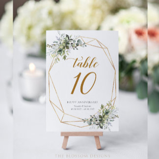Greenery Anniversary Table Numbers Card - EAC326a Tischnummer