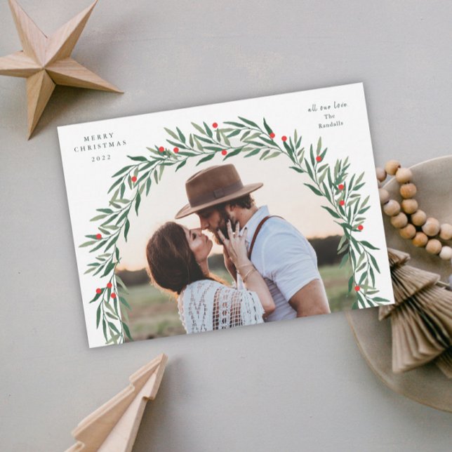 Greenery Arch Modernes Script Foto Weihnachten (Von Creator hochgeladen)