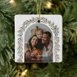 Greenery Arch Modernes Script Foto Weihnachten Keramikornament