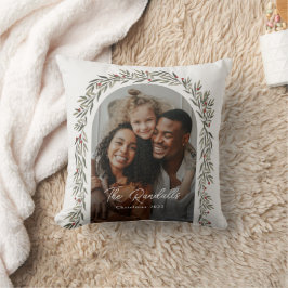 Greenery Arch Modernes Script Foto Weihnachten Kissen